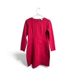 J.Crew Red Knit Long Sleeve Shift Dress Holiday Party Classic Style Size 4